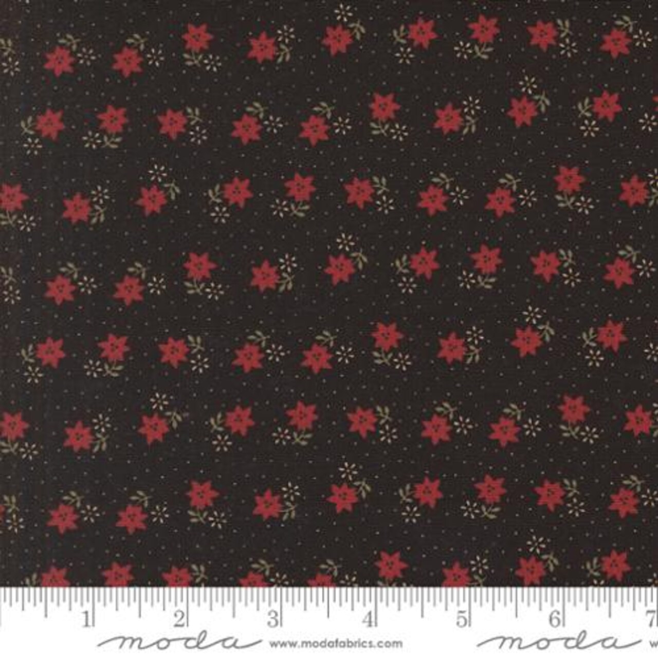 Fabric Moda Black Christmas Cactus Florals A Vintage Christmas by the Quarter Yard 9782-19